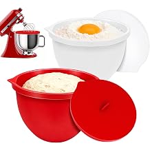 Dreamtop Silicone Bowl Liners for KitchenAid 5-Qt Stand Mixer - Mixing Bowl Inserts with Lids, Set of 2 Non-Stick Reusable Prep & Storage Containers