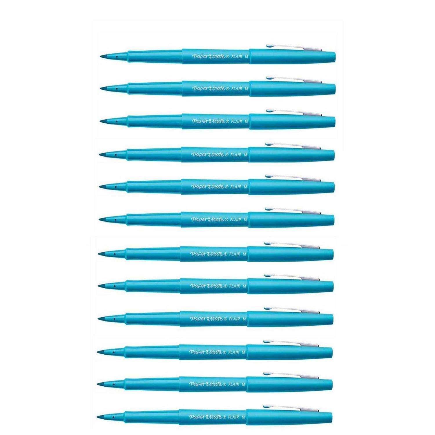 Paper Mate Pack of 12 Felt-Tip Pens Flair Original Nylon Medium Tip Turquoiseaa