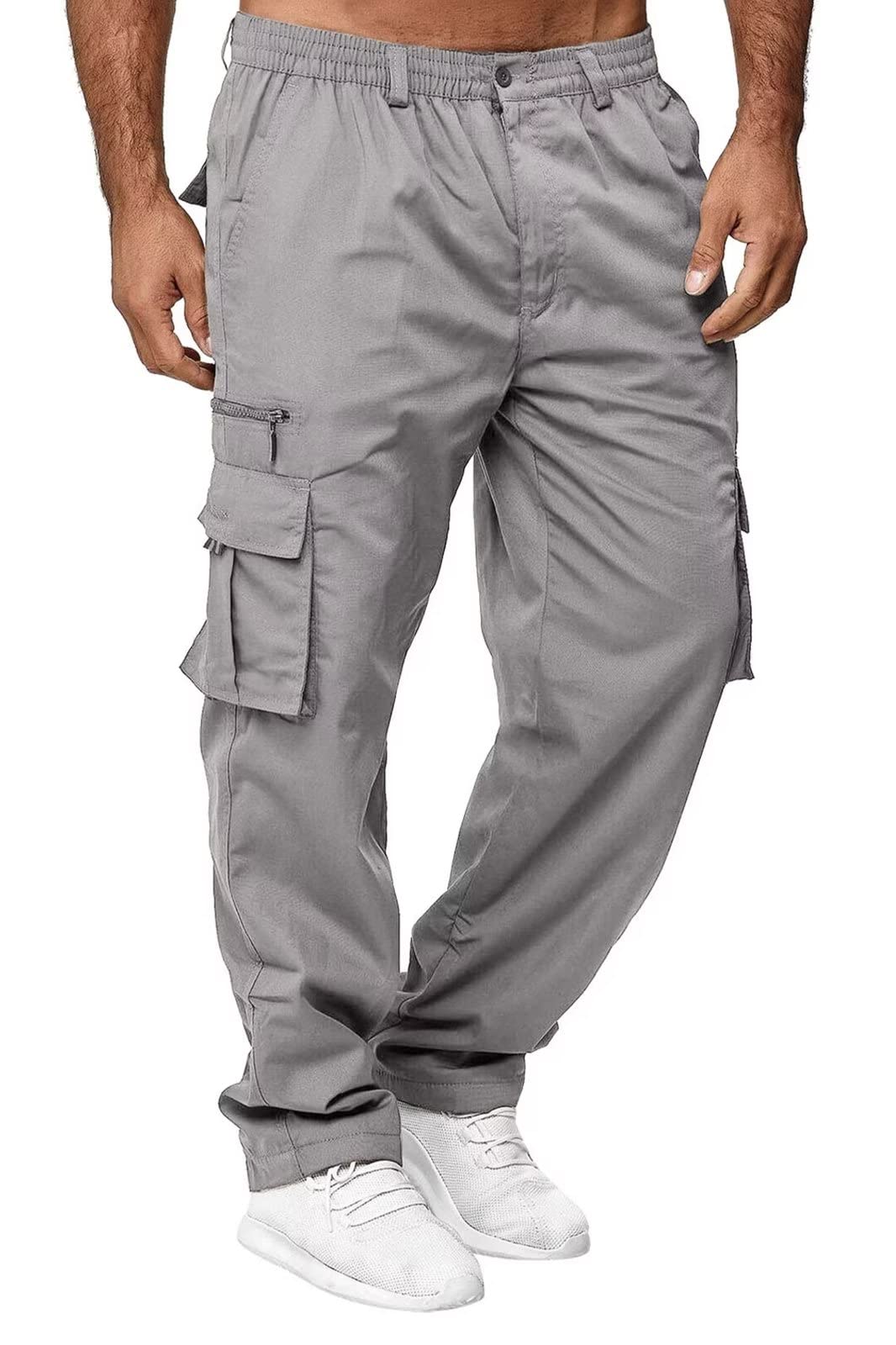 Men Outdoor Cargo Pant Lightweight Tactical Pant Hiking Jogger Classic Fit Multi Pockets