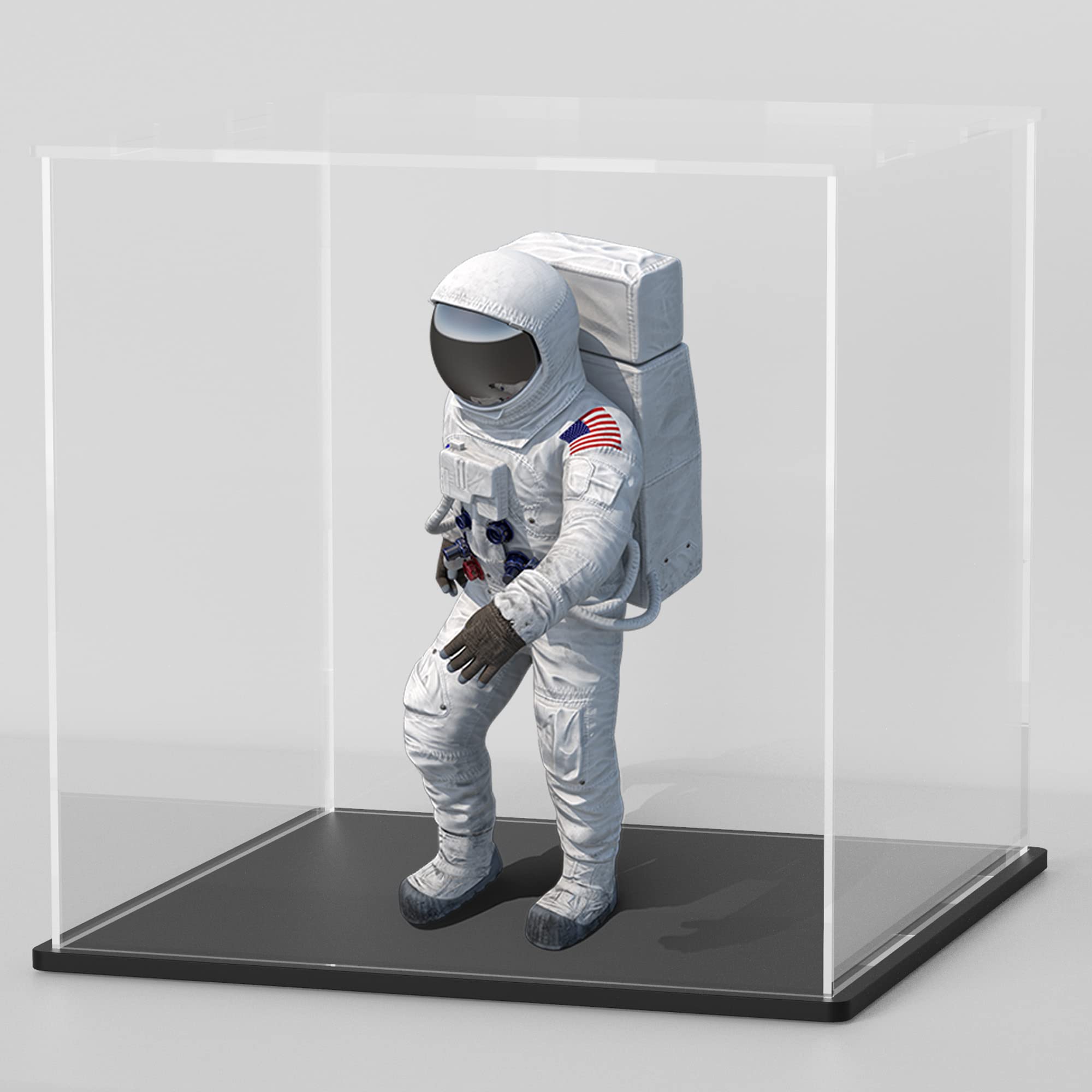 Hopeme Black Acrylic Display Box - 9X9x9 Inch, Dustproof Case With Lid And Matt Base For Collectibles, Models And Action Figures