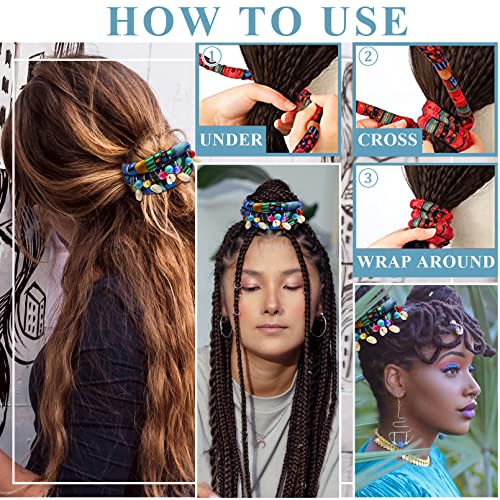28 Pieces Spiral Lock Hair Tie Dreadlock Accessories Set, 2Pcs Colorful Bendable Wire Ponytail Holders, 26Pcs Shell Beads Pendant Jewerly For Women Men Thick Hair Ties Blue #TOP2