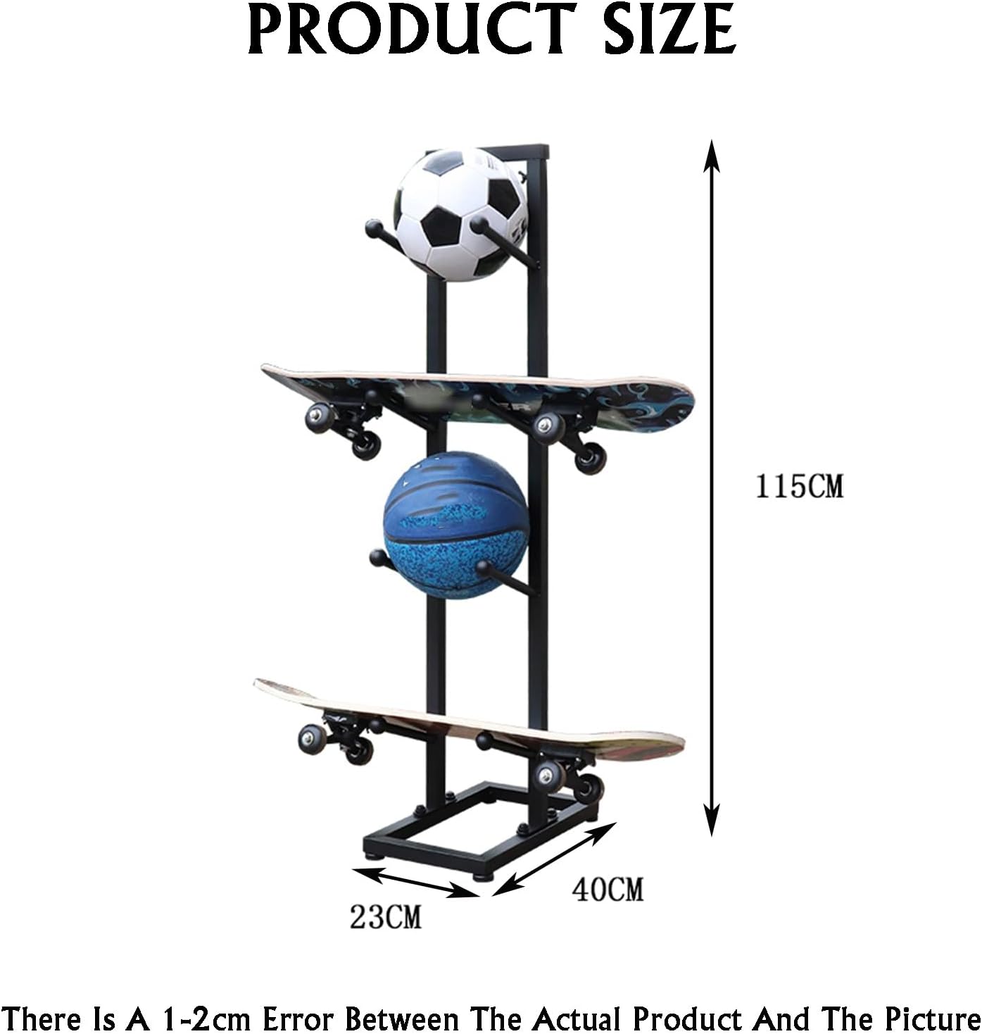 4-Layer Skateboard Rack Floor Stand,Basketball Storage Rack,Holds 4 Skateboards Skateboard Accessories,50kg Load Capacity,for Garage Home School Use