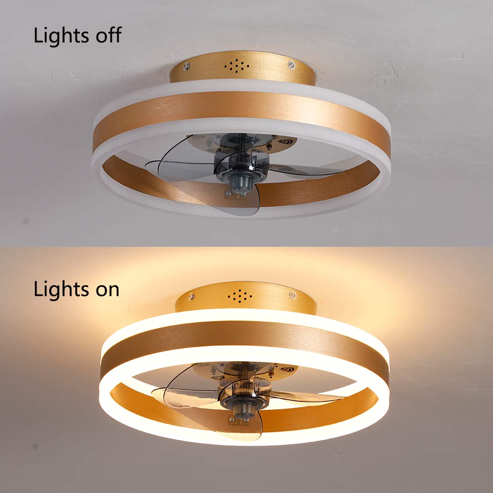 JAHQ Ventilador de Techo con Luz Lámpara LED 60W Ventilador Invisible App Control con Mando a Distancia Luz Regulable Luz Fría/Neutra/Cálida Φ50*H16,5cm Iluminación Decorativo