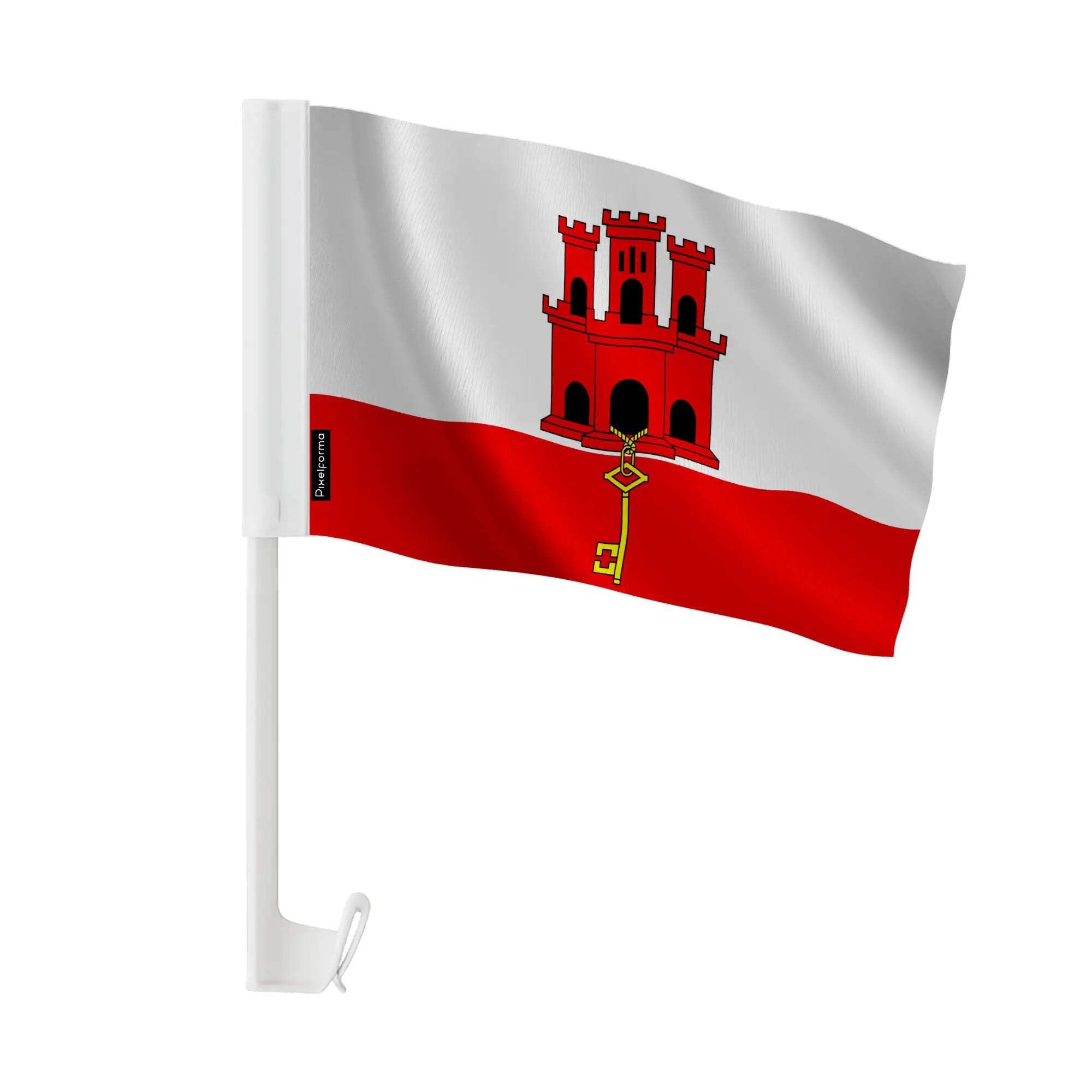Drapeau voiture Gibraltar 30x45cm polyester aux couleurs vives et finitions soignées
