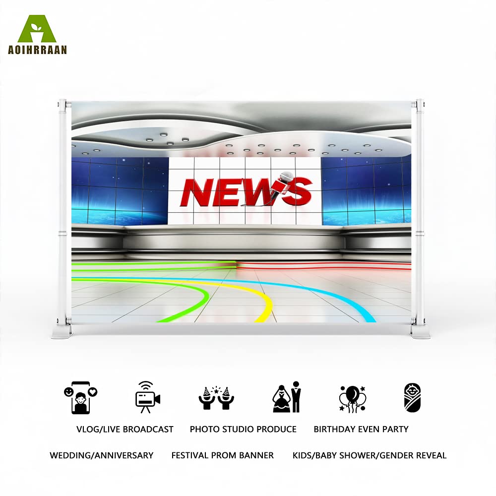 Aoihrraan 2,2x1,5m News Room Interior Backdrop Modern Office Interior TV Show Recitation Desk Record Front Table Photography Background TV Station Programming Live Decor Kid Portrait Photo Studio Prop - Image 2