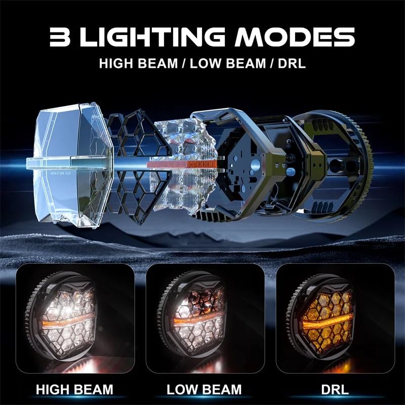 Projecteur avant LED 5.75 pouces de qualité supérieure avec DRL ambre pour Dyna - 3