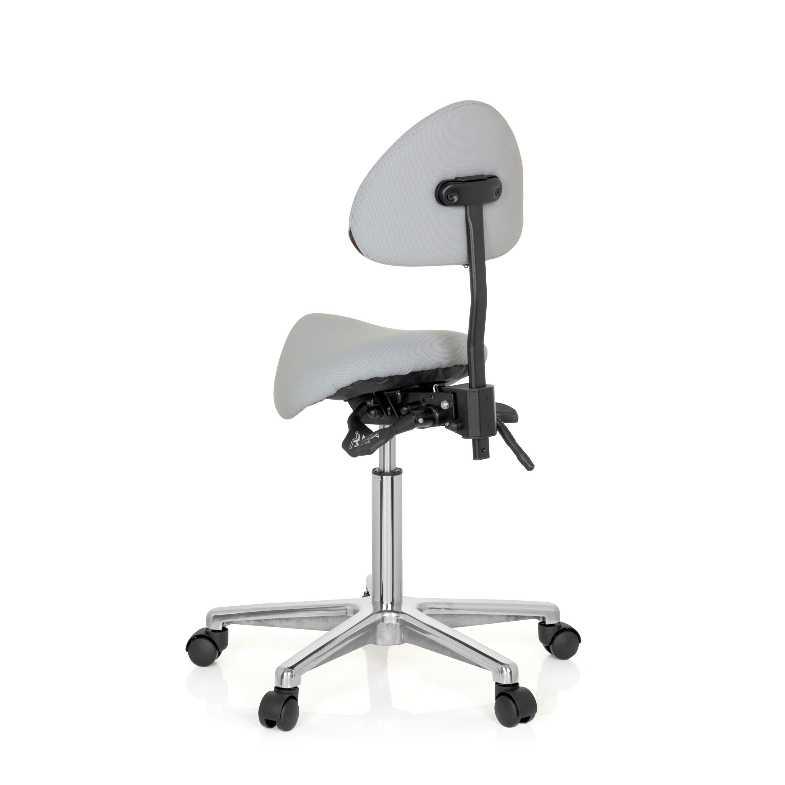 hjh OFFICE 608920 Taburete de Trabajo Top Work 20 Gris, Taburete de Silla de Montar, Respaldo con Ajuste de Altura