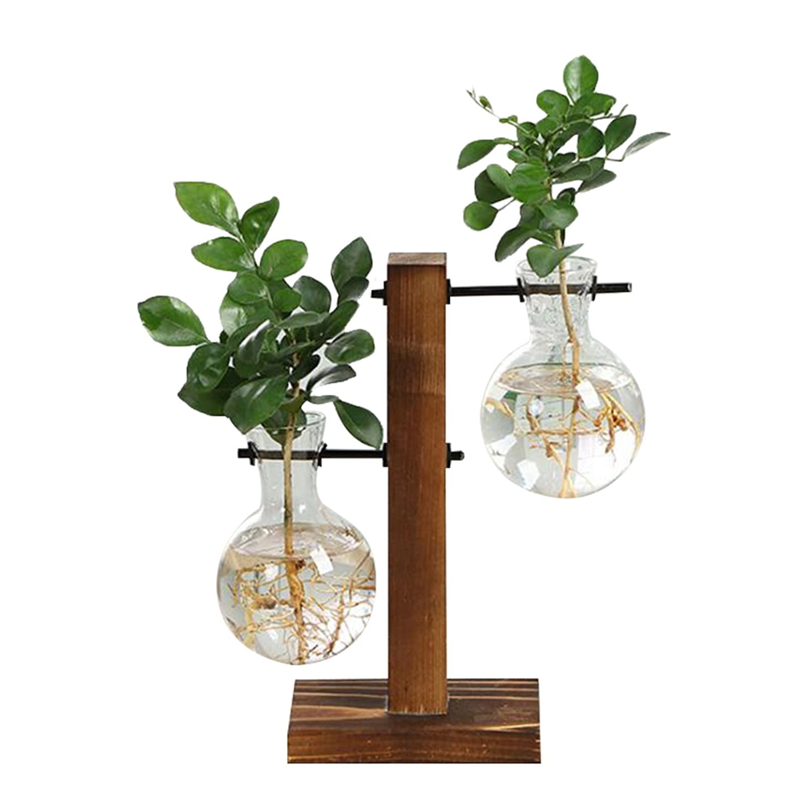 Doniczki na kwiaty rośliny hydroponiczne wazony doniczka przezroczysta waza drewniana rama szklana przełącznik rośliny dom bonsai dekoracja doniczka na rośliny (kolor: typ B)