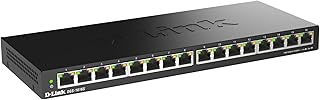 D-Link 16-Port Gigabit Unmanaged Ethernet Switch, Plug and Play, Slim Compact, Sturdy Metal with Shielded Ports, Desktop, Fanless, Energy Efficient, QOS, Follows NDAA (DGS-1016S)
