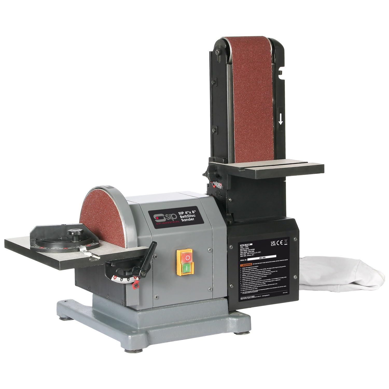 SIP4" x 8" Belt Disc Sander 500W Sanding Machine for Wood 2850RPM Belt Sander