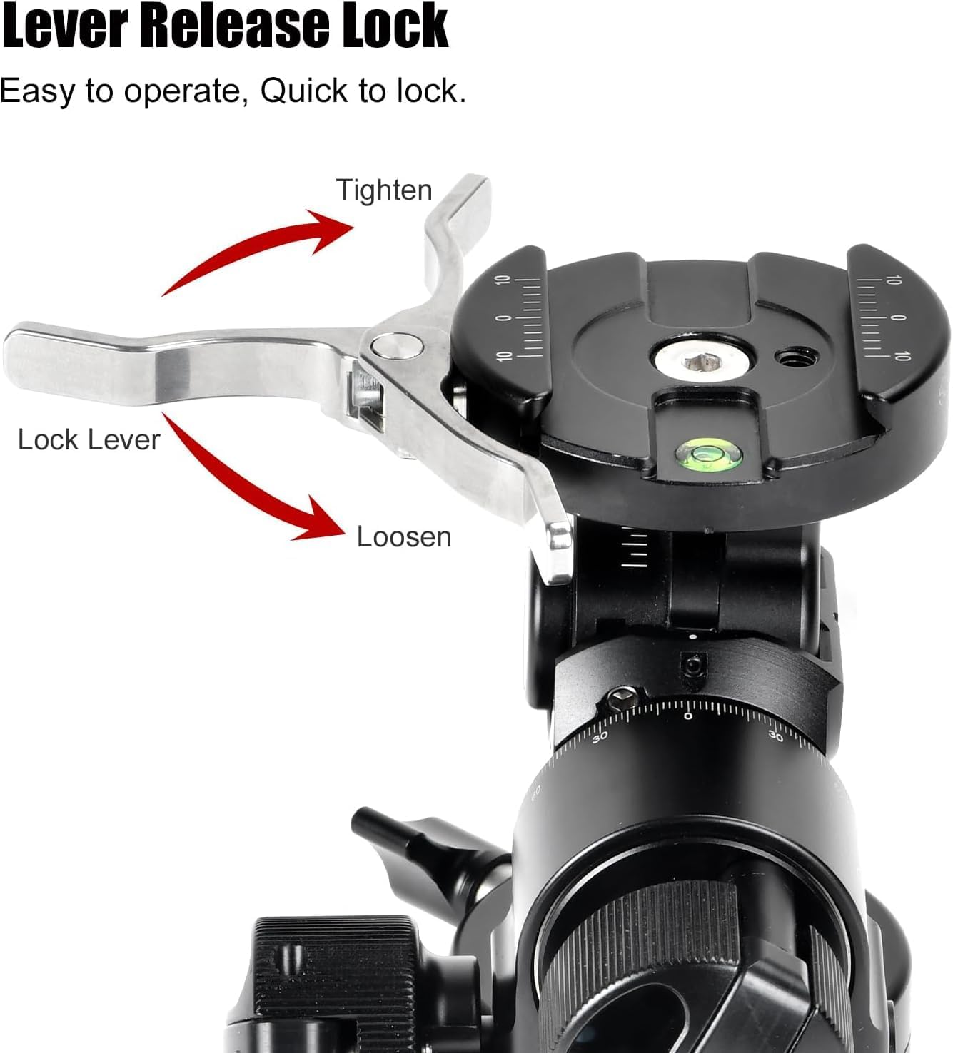 SUNWAYFOTO GH-PRO IIL Geared Tripod Head with Lever QR Clamp & Panning Base Compatible with Arca