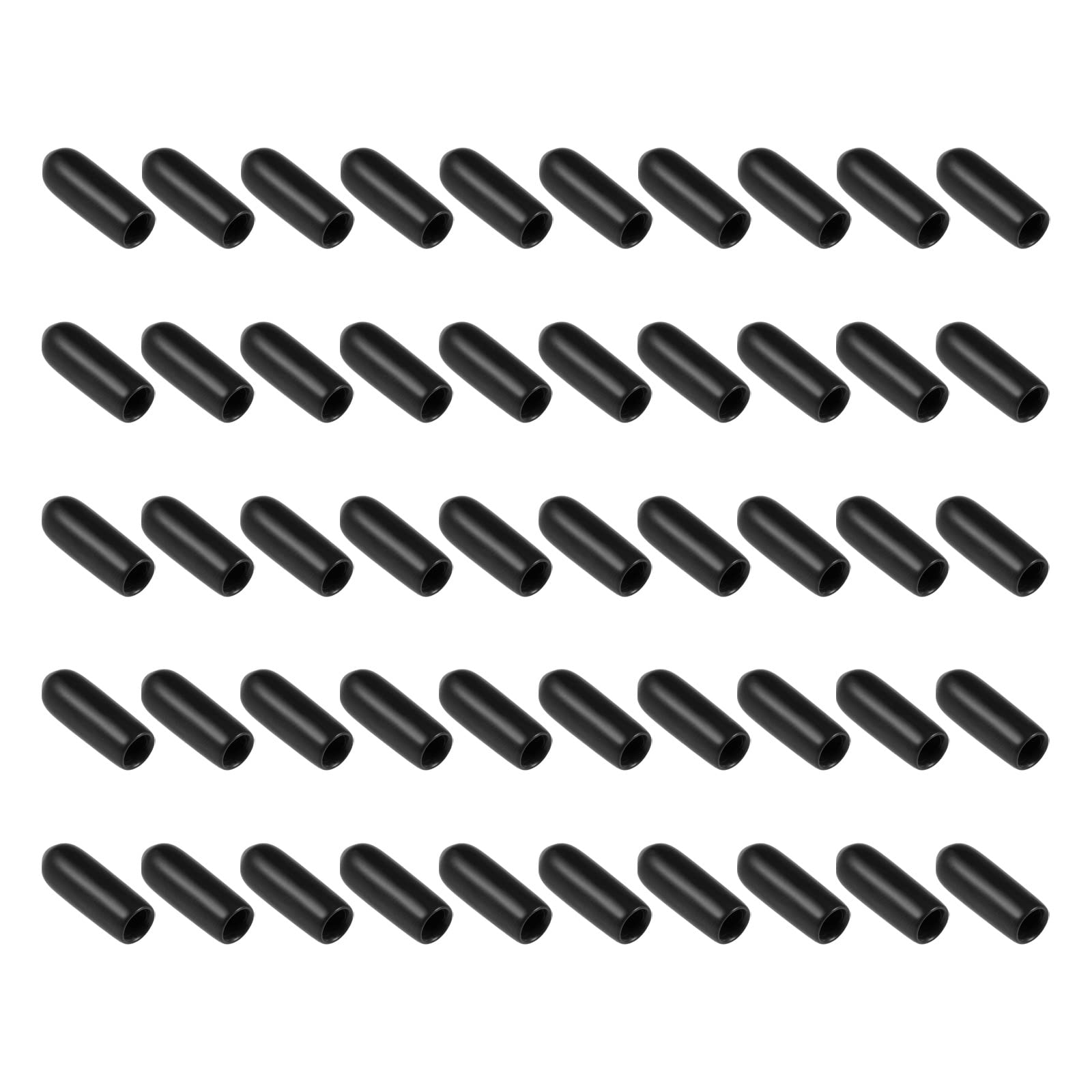 100 PièCes Caoutchouc Embouts Couvercle De Capuchon Boulon Tube Rond En Pvc Id 4 Mm Protecteurs Filetage Vis Noir~p143239738