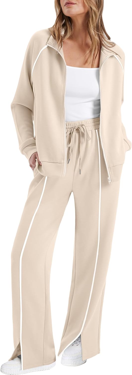 SAMPEEL 2 Piece Outfits for Women Lounge Sets Matching Sets Fall Fashion Clothing Travel Airport Vacation Clothes Pant Sets