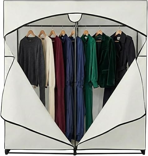 HOLDN' STORAGE Armario portátil – Gran capacidad de 65 libras, barra interna de metal resistente, cremallera y ventana transparente, organizador de