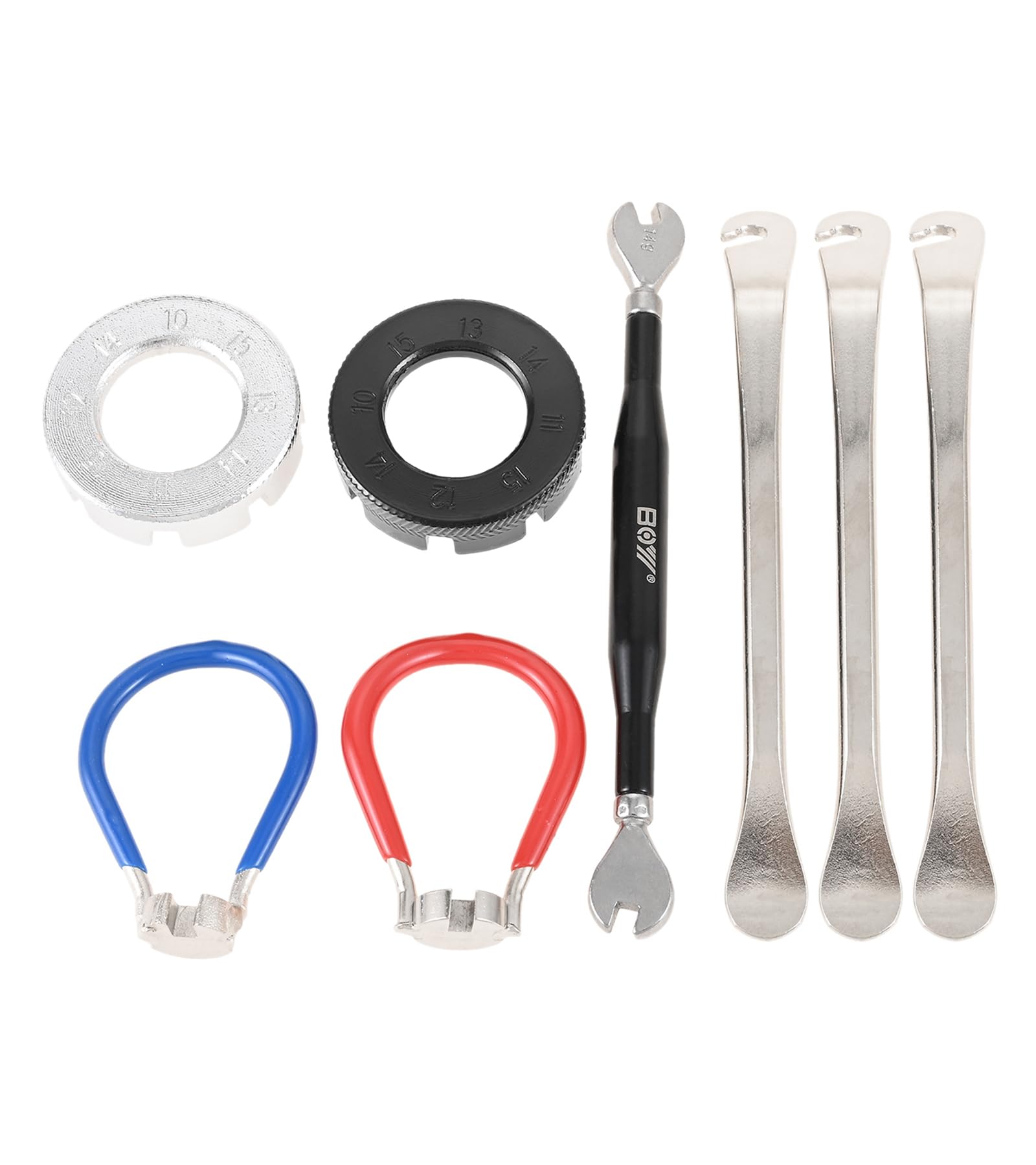 SURIEEN 8PCS Bicycle Spoke Wrench, Bike Spoke Adjustment Tool Universal Spoke Torque Bike Rim Correction Kit，Spoke Tensioner Tire Lever，Cycling Pocket Tools for Bicycle Repair