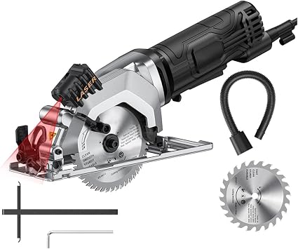 Electric Circular Saw with Cutting Guide, 4.8 Amp, 4-1/2 Inch, 3500 RPM, Handheld Circular Saw for Cutting Wood, Tile, Plastic