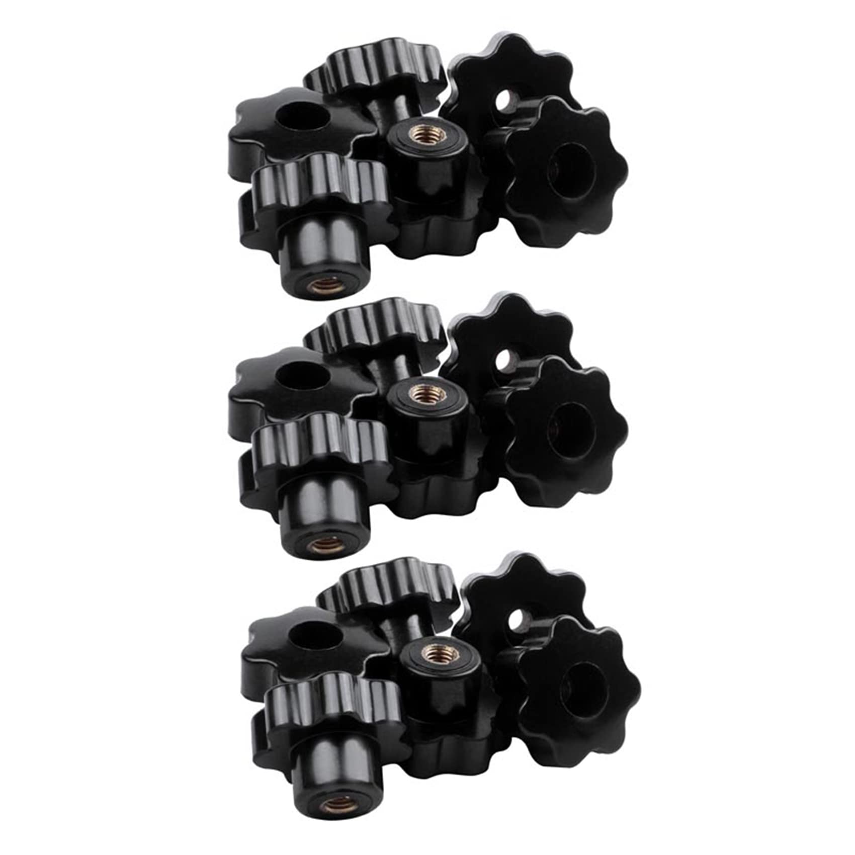 Jnchdghwa Women's Black Machinery Latche Knurled Clamping Nuts Knob Grip M8 Thread 18Pcs