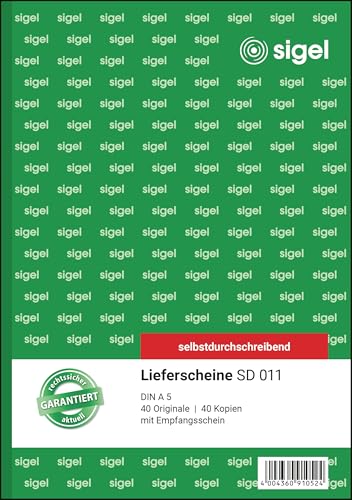 SIGEL SD011 Lieferscheine A5 2x40 Blatt selbstdurchschreibend 1 Stück aus nachhaltigem Papier