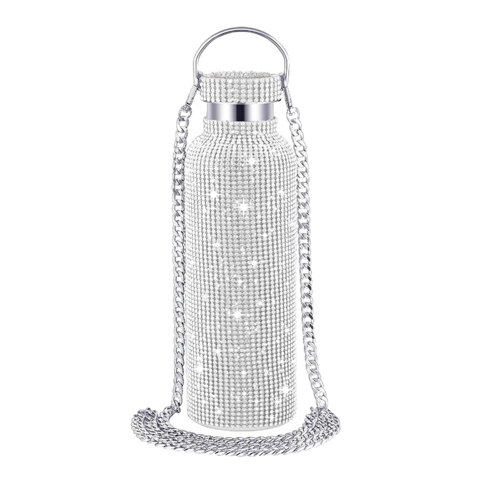 IUSOT Bling Diamond Water Bottle, 750ml Insulated Sparkly Stainless Steel Shiny Diamond Thermal Glitter Water Bottle for Women and Girls Gifts