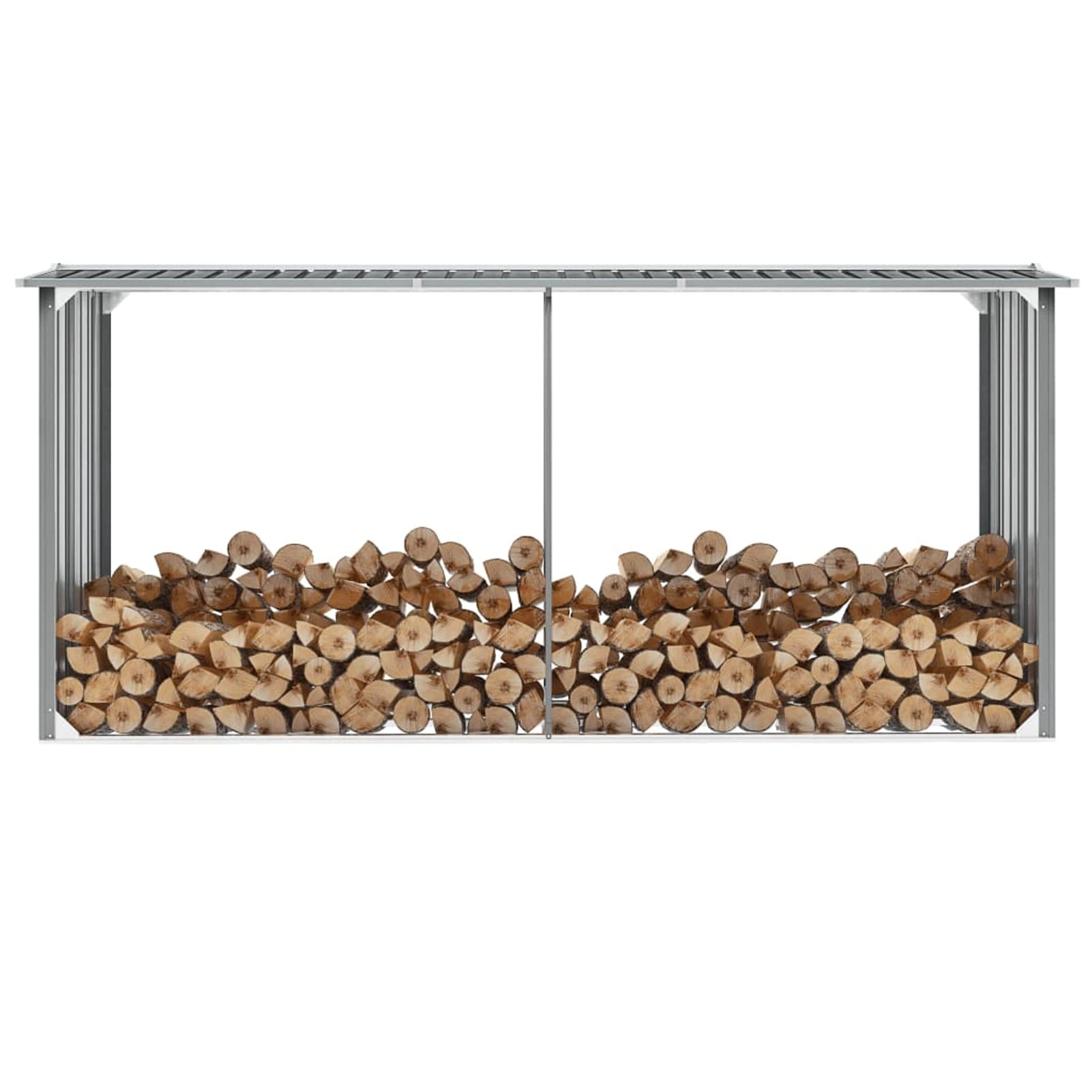 Gecheer Legnaia per Esterno in Acciaio Zincato 330x92x144/153 cm Grigio con Struttura Stabile e Tetto Inclinato for Giardino e Cucina a Legna