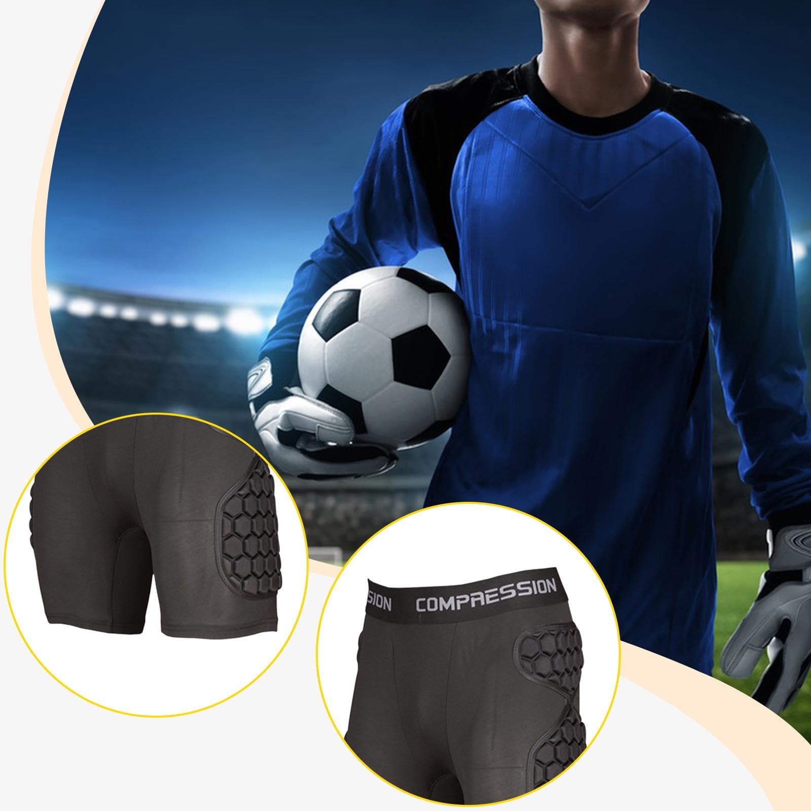 Perfeclan Pantalones Cortos de de fútbol con Acolchado de Espuma EVA para Todas Las Estaciones, Protector de Muslos