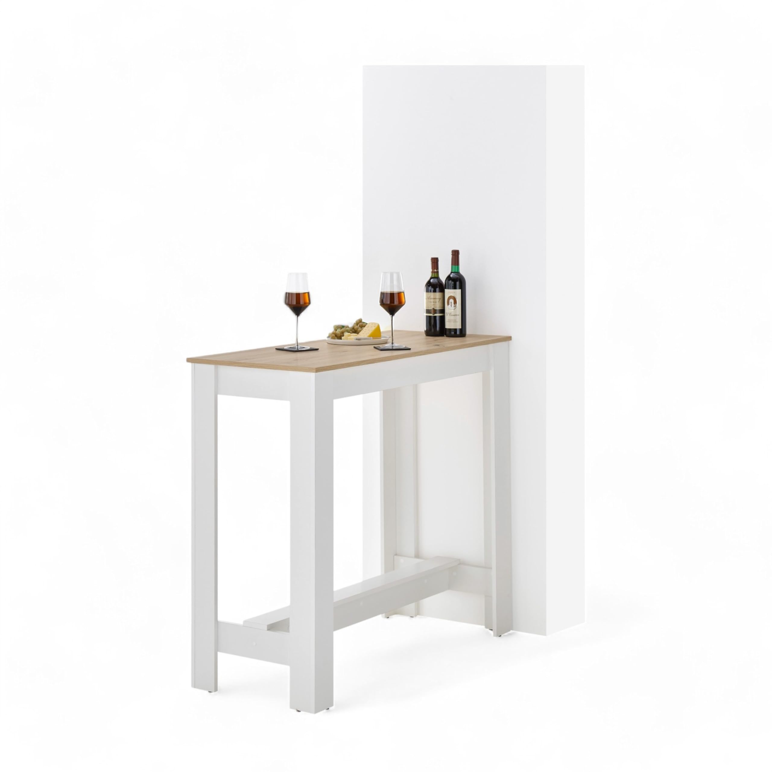 Stella Trading Modesto Bar Sonoma, Moderna Mesa Alta para Cocina y Comedor, Madera de ingeniería, Artisan Roble Blanco, 115 x 103 x 50 cm