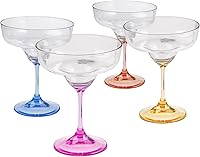 Vista 1 de Lily's Home Vasos de margarita irrompibles con tallos de colores, juego de 4, vasos de plástico reutilizables de 10 onzas, vasos de fiesta