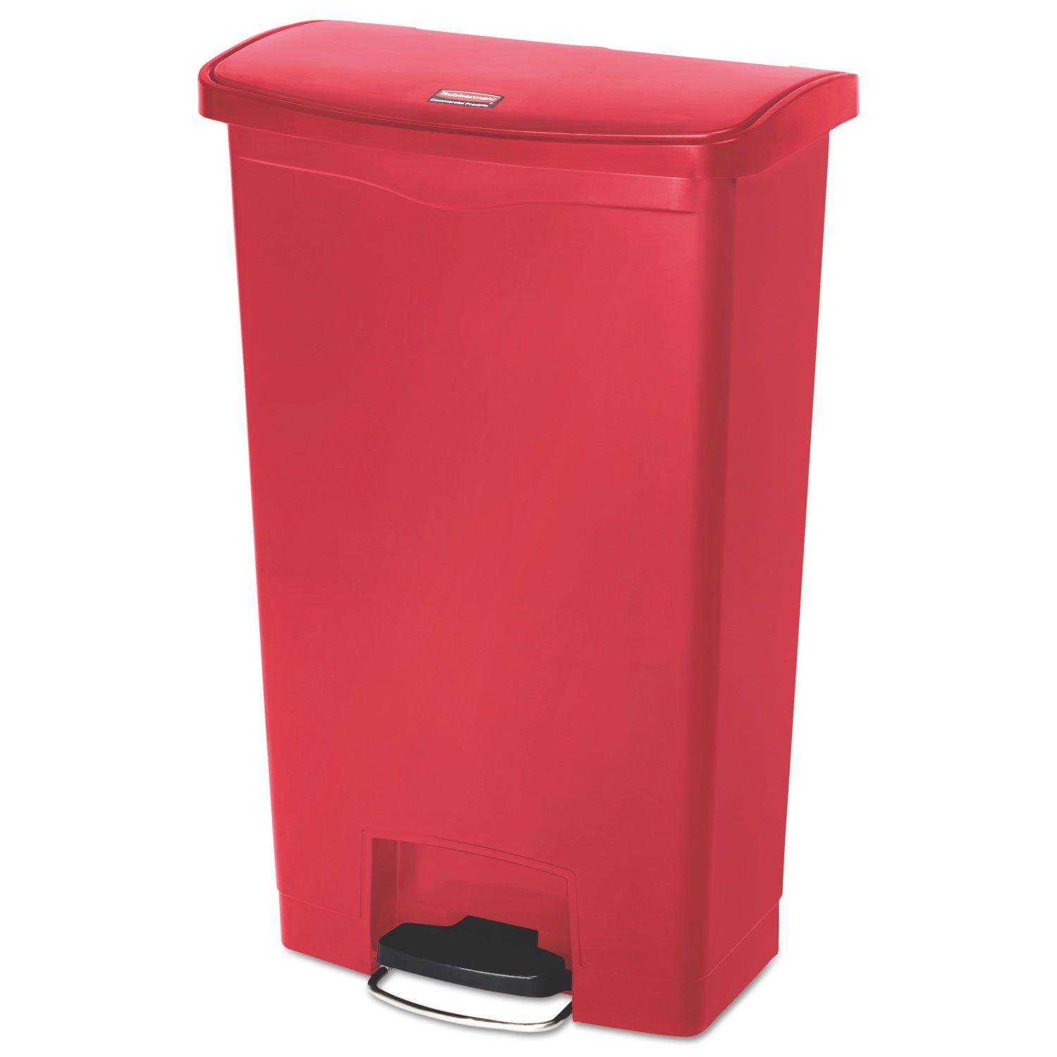 Rubbermaid Commercial Products Slim Jim Step-on Resin Front Step Waste Receptacle Bin 68 Litre Red 1883568