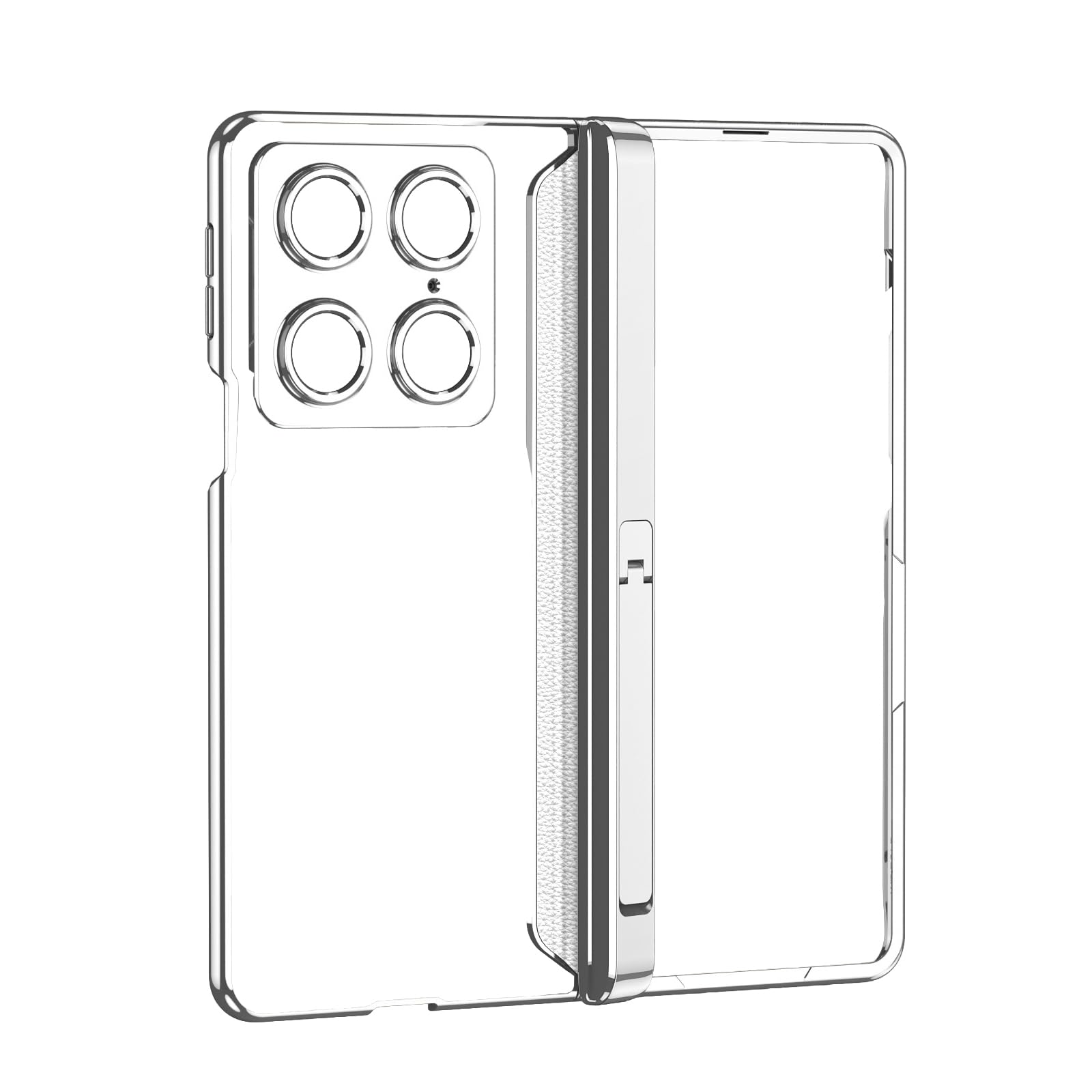FDUJINH Shell for Moto Razr Fold, Transparent Shockproof Full Protection Cover with Screen Protector Hinge Kickstand Case,Silver,Fold