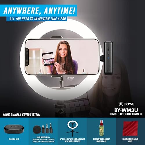 Miniatura 4 de Boya BY-WM3D - Sistema de micrófono inalámbrico digital para Youtubers, Instagramers y creadores de contenido (para dispositivos iOS), hasta 8 horas