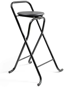 THE SECRET HOME - Pack de 1,2,4 y 6 Taburetes Plegables con Respaldo - Alto. 80 cm x Ancho. 45 cm - Silla Plegable de Metal y Madera (1, Madera Negra/Negro, Alto. 80 cm x Largo. 45 cm)