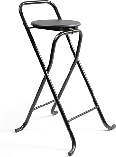THE SECRET HOME - Pack de 1,2,4 y 6 Taburetes Plegables con Respaldo - Alto. 80 cm x Ancho. 45 cm - Silla Plegable de Metal y Madera (1, Madera Negra/Negro, Alto. 80 cm x Largo. 45 cm)