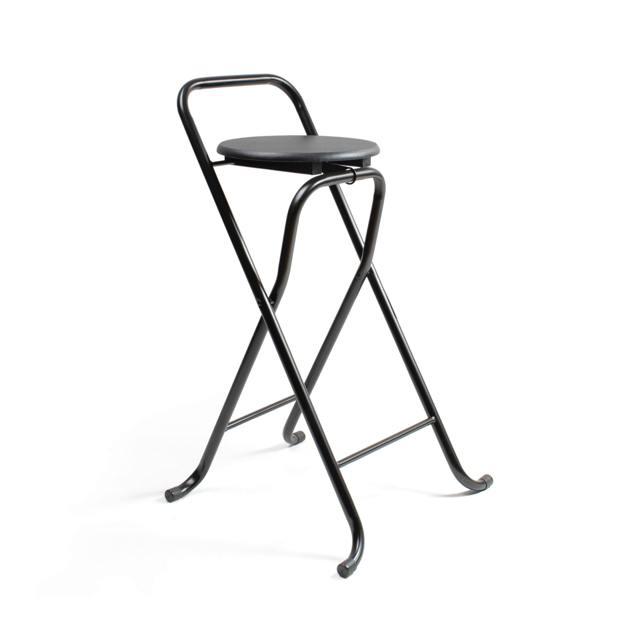 THE SECRET HOME - Pack de 1,2,4 y 6 Taburetes Plegables con Respaldo - Alto. 80 cm x Ancho. 45 cm - Silla Plegable de Metal y Madera (1, Madera Negra/Negro, Alto. 80 cm x Largo. 45 cm)