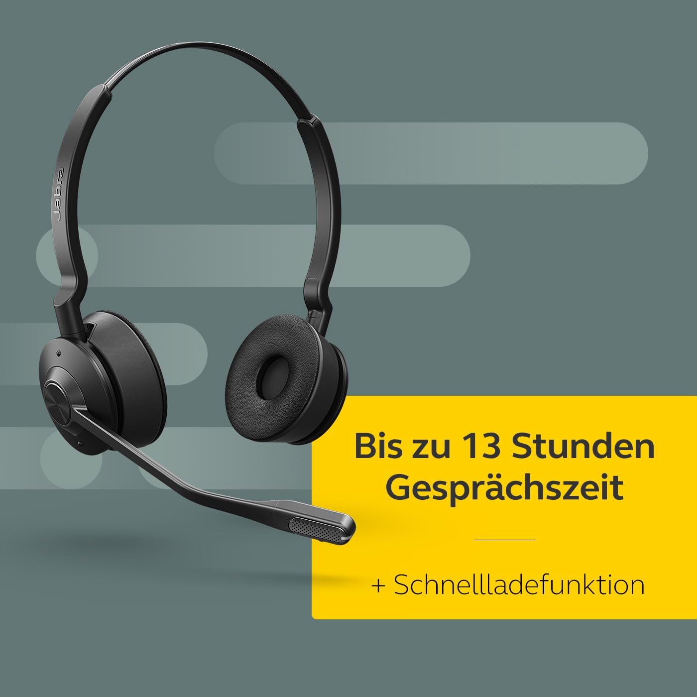 Jabra Engage 65 SE Schnurloses Stereo-Headset für professionelle Anrufe, DECT-Sicherheit, 13-Stunden-Akku, ganztägiger Basis, Netzteil, USB-C-Kabel, Kompatibilität der Meeting App