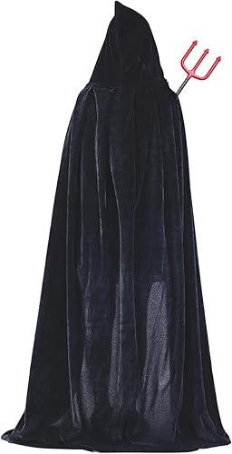 Miniatura 7 de Ponchos unisex con capucha de longitud completa, de terciopelo, disfraces de Halloween, capa de bruja