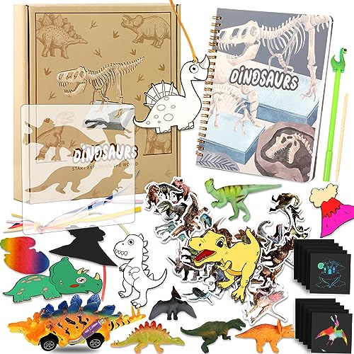 CAGIE Dinosaurs Journal Set for Kids, Gifts for 2 3 4 5 Year Old Boys, Dinosaur Theme Journal Kit for Writing and Doodle, Fun Toy for Kids Quiet at Home Or Traveling