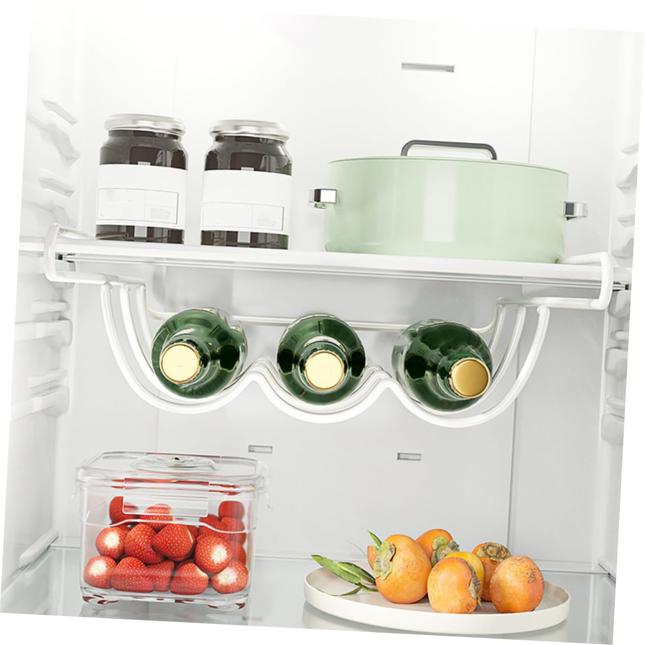 Mipcase Hierro Botellero Moderno para White Apilable, Refrigerador