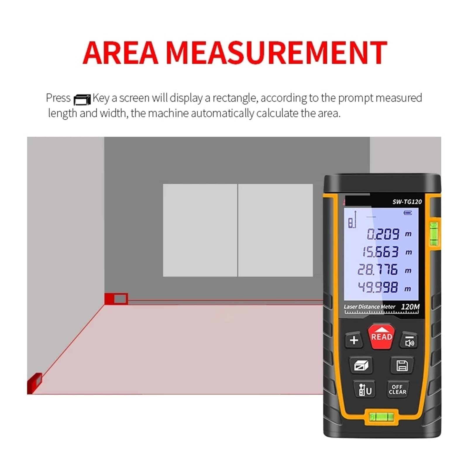 Equipo topográfico, Medidor de Distancia láser Alta precisión 40M 50M 60M 70M 80M 100M 120M Telémetro láser Cinta métrica Herramientas de construcción (T100 X)