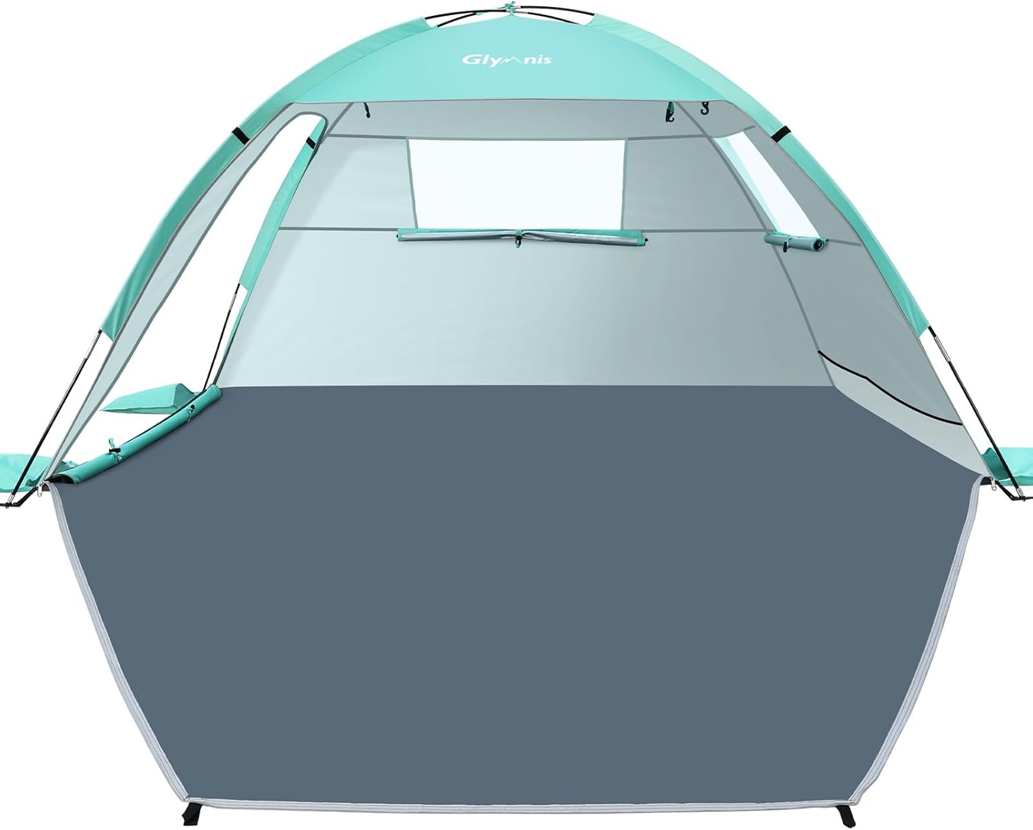 Glymnis Beach Tent Sun Shelter for 4 Person with UPF 50+ UV Protection, Lightweight & Easy Setup Beach Shade Canopy with Vent Windows & Zippered Door - Green
