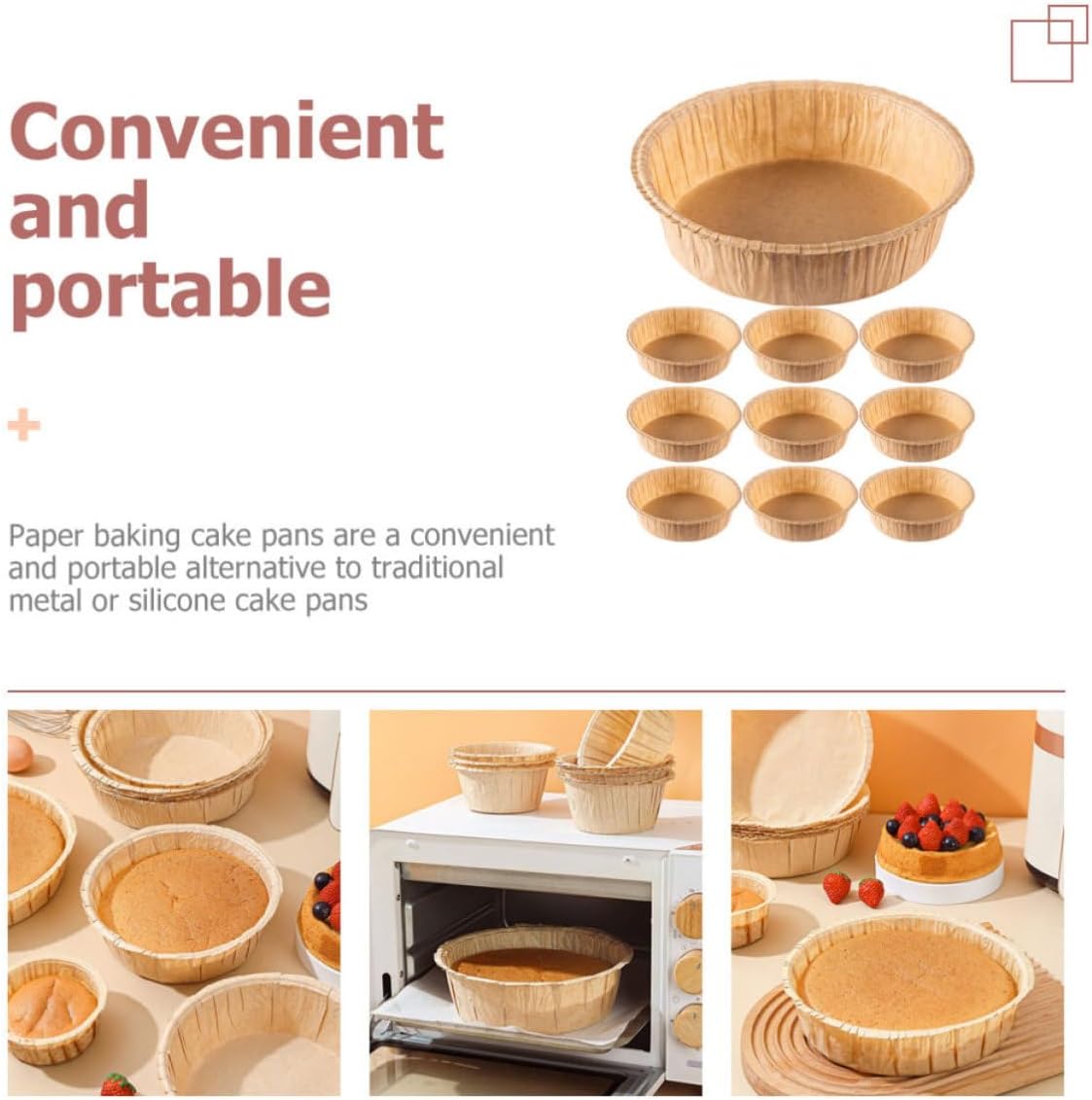 10pcs Disposable Paper Cake Pans 6 Inch Golden round Baking