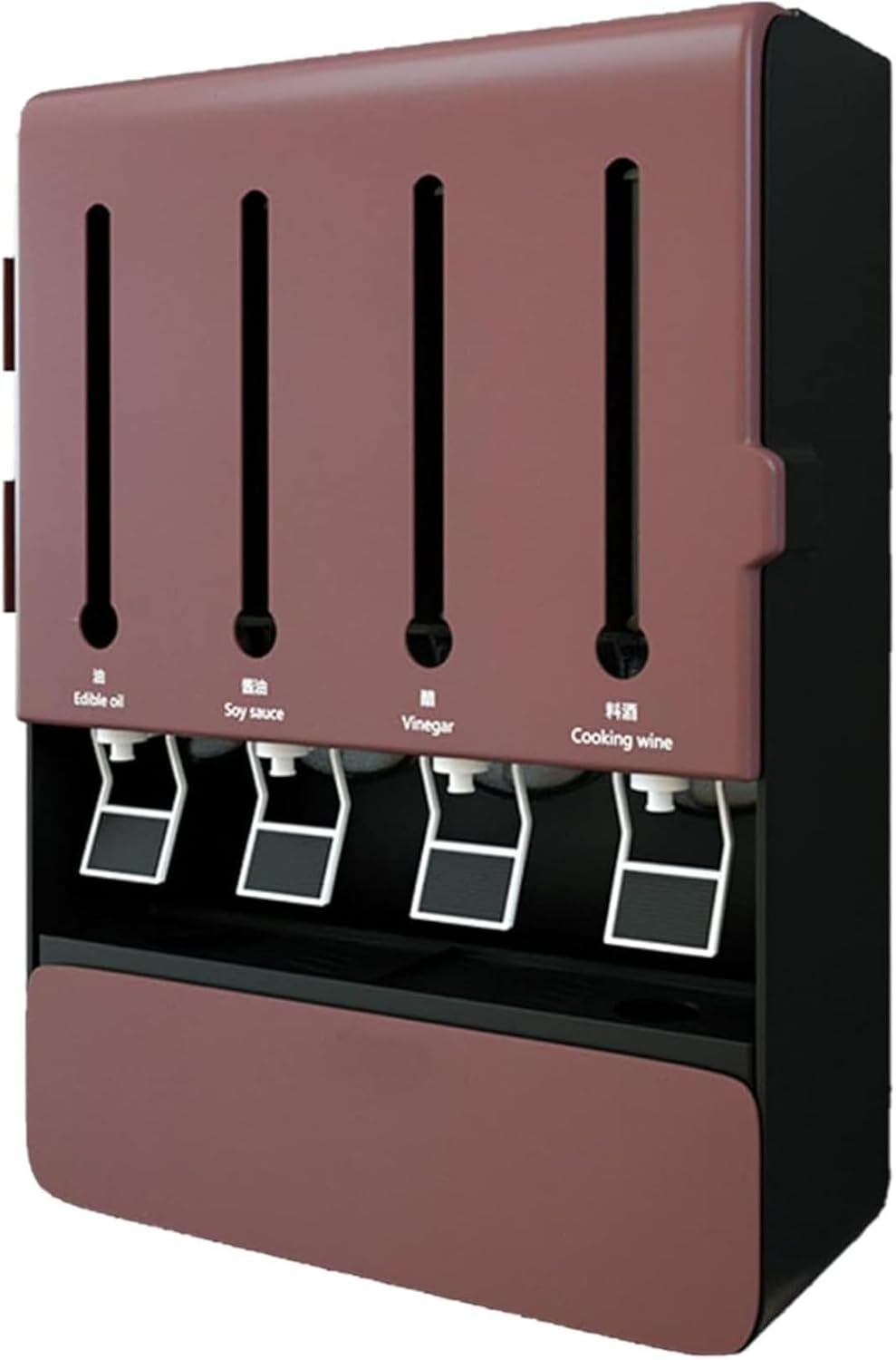 多機能 壁掛け 調味料入れ 壁に取り付けられたキッチンスパイスジャー収納ラック、プッシュタップ蛇口付き ドレッシングボトル ポータブ
