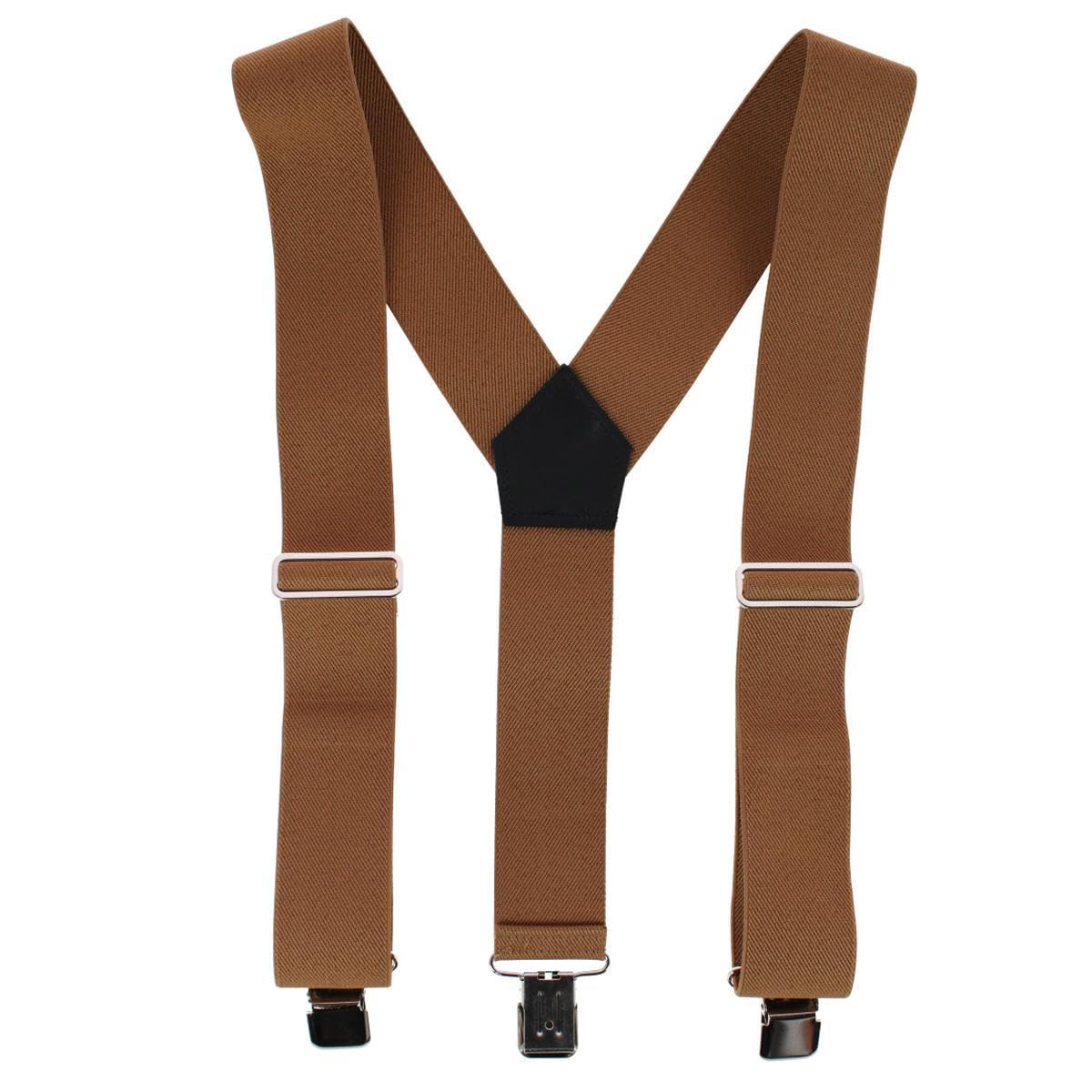 Welch Men's Tan 2 Inch Elastic Y-Back Clip End Braces,