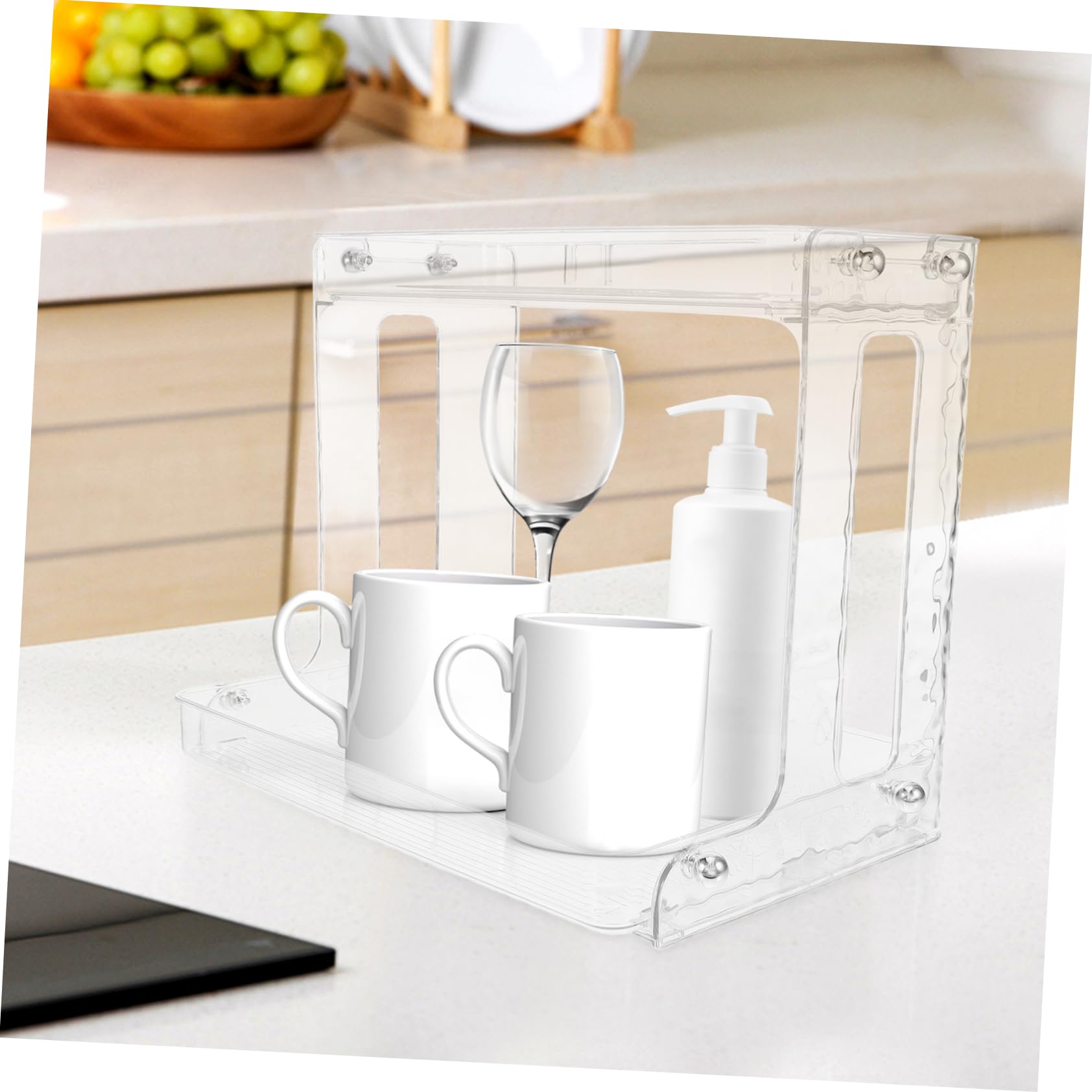 Portaoggetti per Tazze da Cucina Scaffale Angolare A Doppio Scaffale da Scrivania E Organizer per Trucchi Salvaspazio Pratico per Articoli da Toeletta