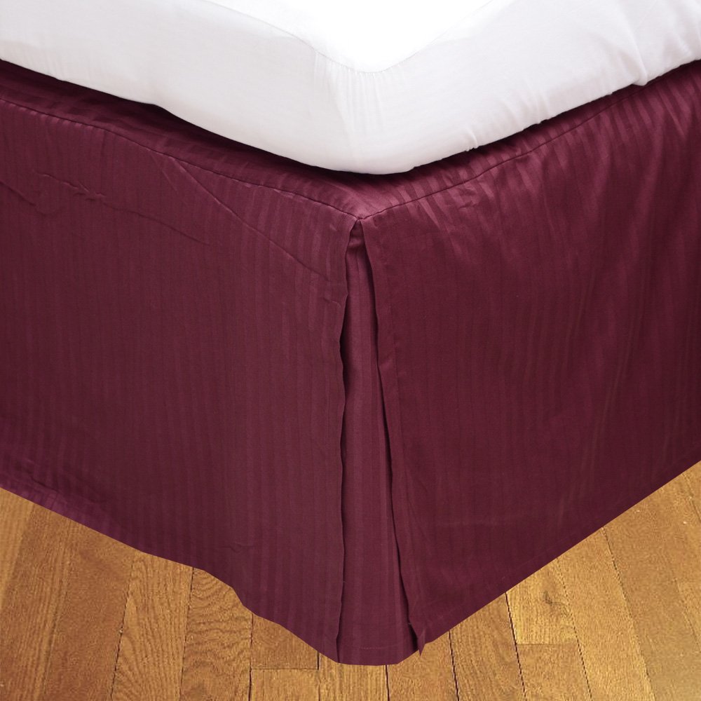 Buy BudgetLinen (1 Box Pleated Bed Skirt Only,Wine Stripe, Twin, Drop