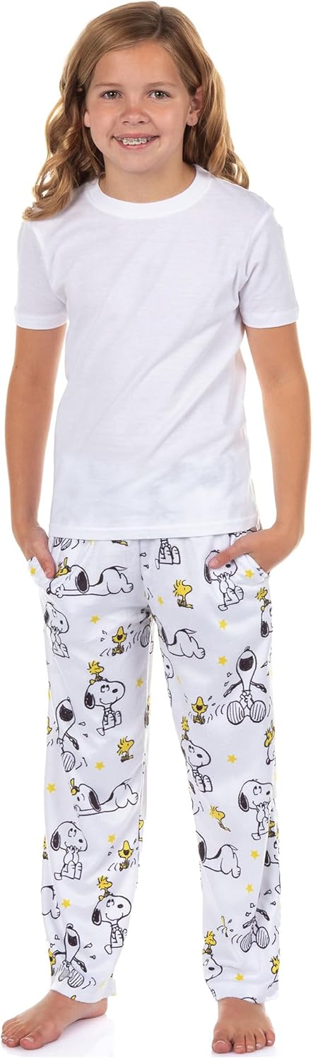 Peanuts Pajamas Kids Snoopy and Woodstock Laughing Lounge Bottoms Pj Pants - Image 2