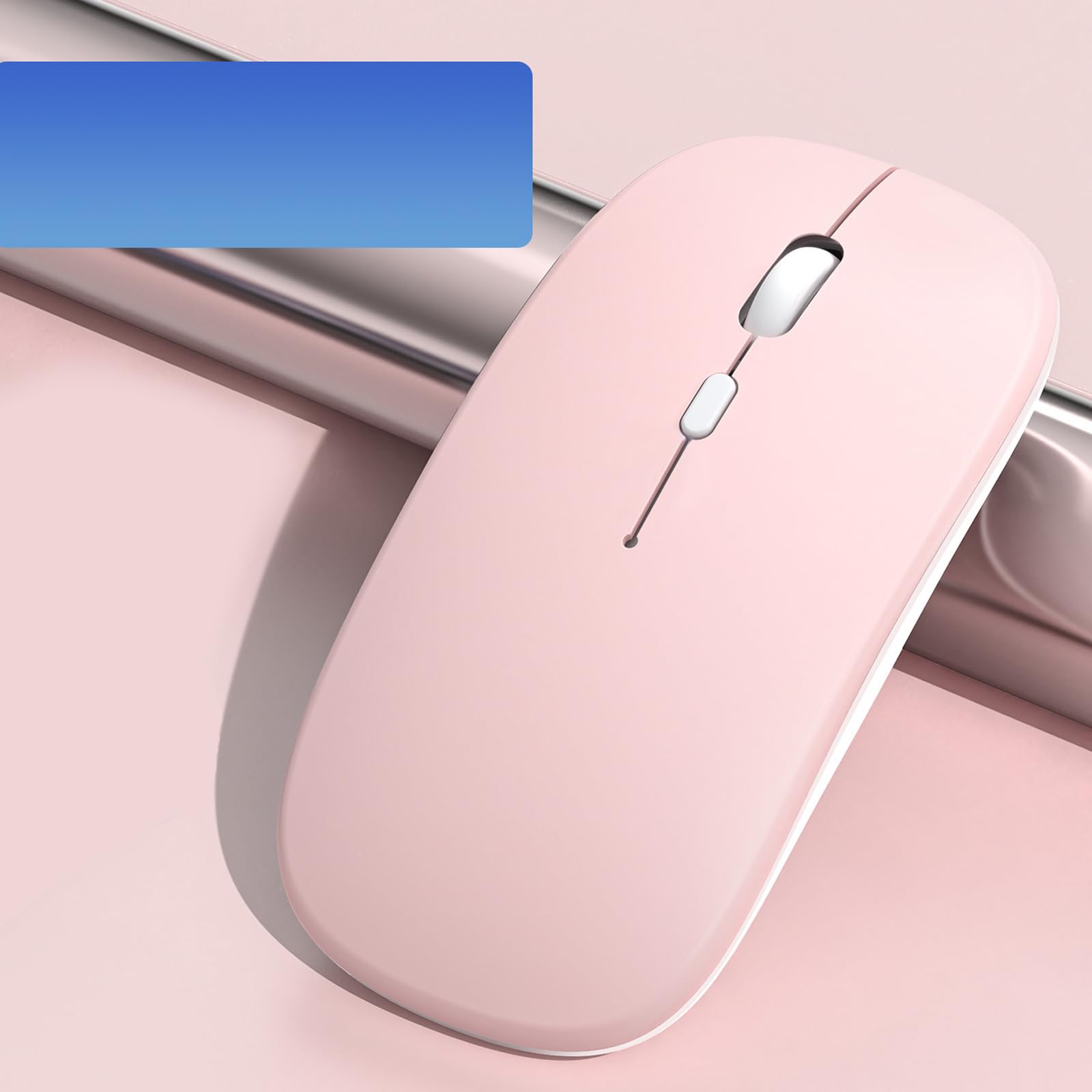 Mouse wireless ricaricabile, mouse wireless a LED Bluetooth per iPad, mouse portatile sottile con ricevitore USB, doppia connessione BT5.4 e 2.4G, silenzioso per laptop/notebook/pc/iPad/Chromebook