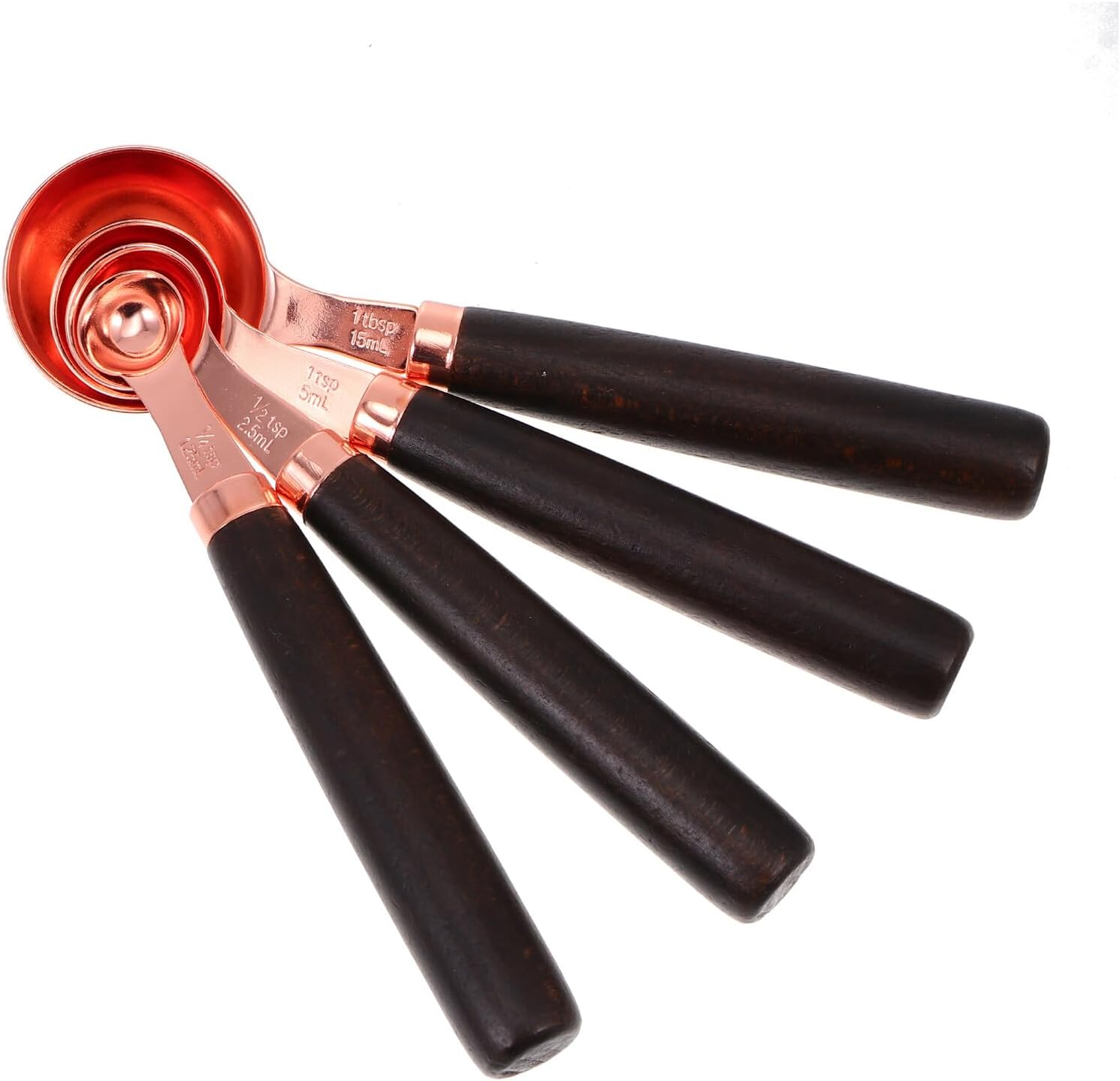 4pcs Stainless Steel Flour Measuring Spoons Wood Handles, Baking Kitchen Scale Tool Set for Dry Ingredients, Home Cooking Measuring Scoop Set