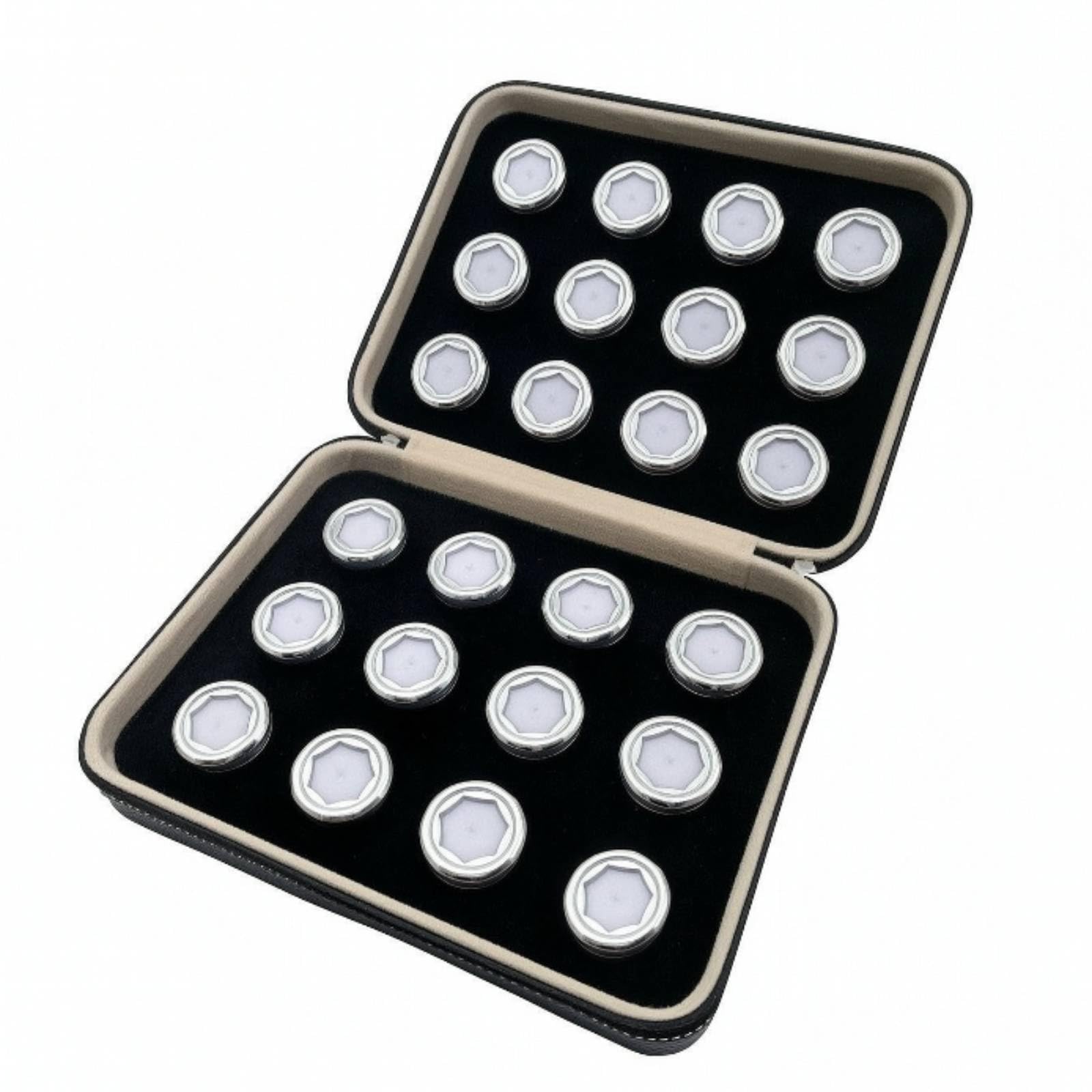 MERIGLARE 24 Piezas Estuche para Joyas Ornado, Plateado, Hexagonal