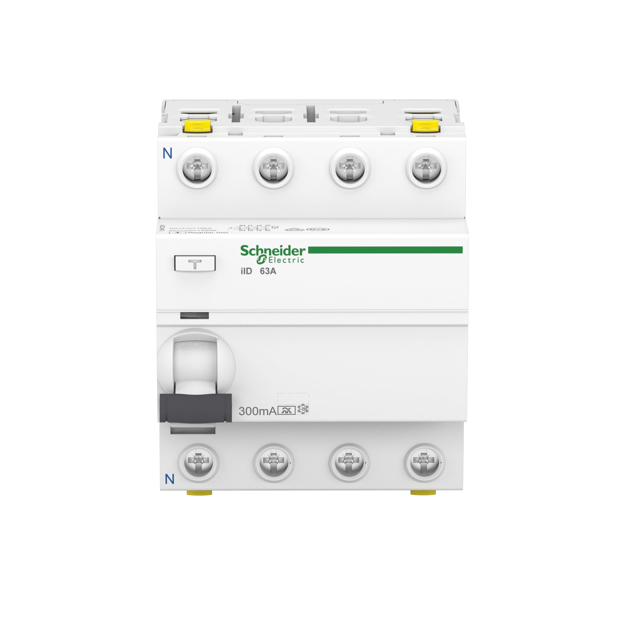 Schneider Electric Wyłącznik ochronny FI Acti9 iID, 4-biegunowy, 63 A, 300 mA, typ A, numer artykułu A9Z24463