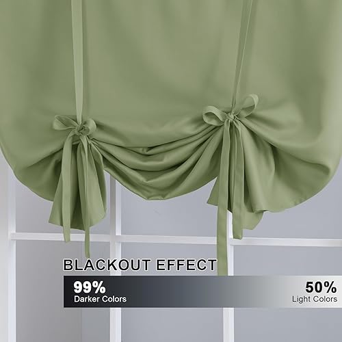 Miniatura 3 de H.VERSAILTEX - Cortina opaca sólida con energía eficiente, panel de bolsillo para cocina, ojales para ventana pequeña, tono salvia